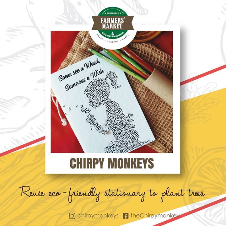 Working seriously on the Go-Green concept, @chirpymonkeys are manufacturing stationary products like pencils which can be planted after its usage!
.
.
.
#thechirpymonkey #ecofriendly #stationary #environment friendly #recycled #farmersmarket #gujarat #freshfood #farmfresh  #fruits #veggies #bakery #grocery #chocolates #vegan #dairy #cheese #afm #ahmedabadfarmersmarket #localmarket