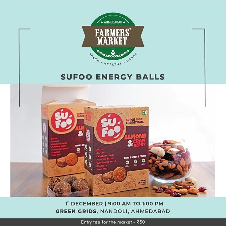AHMEDABAD FARMERS MARKET | 1st December’2019!
Explore --➡️
Wide range of gluten-free energy balls by @sufooenergyball
Explore raw & Monofloral honey by @honeyveda.in
Eco-friendly range of stationary items by @chirpymonkeys
.
.
.
#sufoo #sufooenergyballs #HoneyVeda #RawHoney #UnprocessedHoney #BeeHealthy #thechirpymonkey #ecofriendly #stationary #environment friendly #recycled #farmersmarket #gujarat #farmfresh #afm #ahmedabadfarmersmarket #localmarket  #nutritional #healthy #organicfood