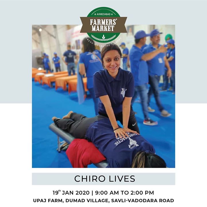 AHMEDABAD FARMERS MARKET - IN BARODA!
19th JAN | 9:00 AM – 2:00 PM | UPAJ FARMS - BARODA 
Get yourself a Chiropractic Treatment by professionals exclusively by @chirolives !
.
.
.
#farmersmarket #afm #ahmedabadfarmersmarket #localmarket #Baroda #supportlocal #localfoods #natural #nutritional #healthy #organicfood #nutrition #healthyliving #fitnessfood #wellness #ChiroLives #Chiropractic #Chiro #PainManagement #Spine #Noninvasive