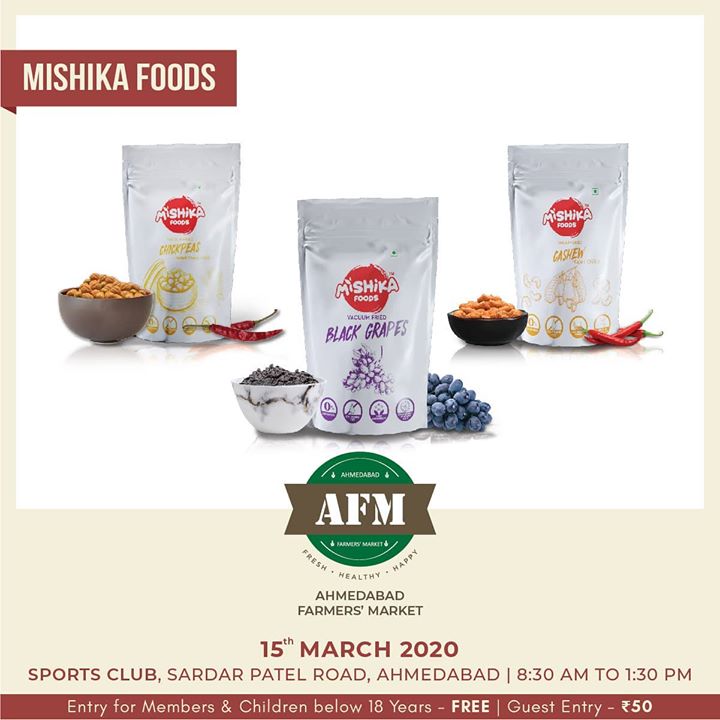AHMEDABAD FARMERS MARKET 
15th MARCH | 8:30 AM – 1:30 PM | SPORTS CLUB - AHMEDABAD
Explore Vacuum Fried Healthy Snacks by @mishikafoods
.
.
.
#Chipsopedia #ChipsWikiPedia #WholeWheatChips #WheatChips #HealthyChips #SmartEating #HealthyEating #MishikaFoods #vegan  #farmersmarket #afm #ahmedabadfarmersmarket #localmarket #supportlocal #localfoods #homemade #organic #healthyfood