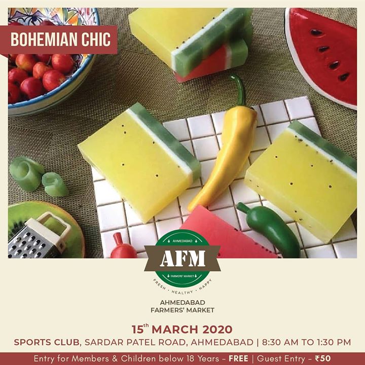 AHMEDABAD FARMERS MARKET 
15th MARCH | 8:30 AM – 1:30 PM | SPORTS CLUB - AHMEDABAD
Explore artisan soaps by @bohemianchic2709
.
.
#meltandpoursoap #artisiansoap #handcraftedsoap #bath #aromatherapy #luxurysoap #organichoney #brambleberry #brambleon #soapart #soapmaker #tasty #farmersmarket #afm #ahmedabadfarmersmarket #localmarket #supportlocal #localfoods #homemade #organic #healthyfood