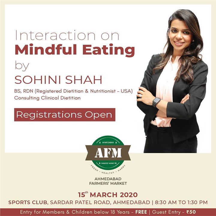If you believe in something called mindful-eating habits and a healthy food-freak, this can help you take your healthy-diet plans one step ahead. 
Come and attend this interactive talk on mindful eating by @sohini_healthdesign

TO REGISTER CONTACT US: +91 98252 51113 | +91 97129 84645 | +91 9898328908.
.
.
.
#tasty #farmersmarket #afm #ahmedabadfarmersmarket #localmarket #supportlocal #localfoods #homemade #organic #healthy #sohinishah #dieting #mindfuleating