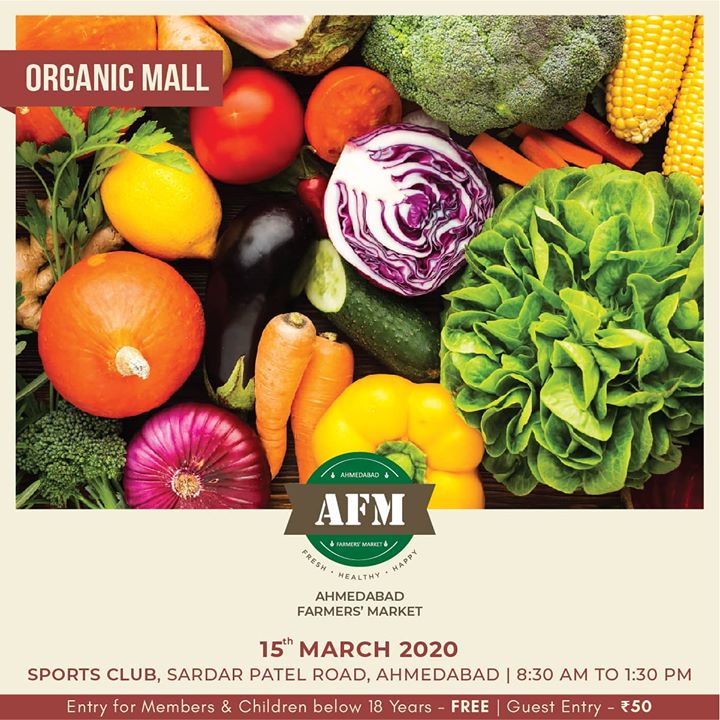 AHMEDABAD FARMERS MARKET 
15th MARCH | 8:30 AM – 1:30 PM | SPORTS CLUB - AHMEDABAD
Explore fresh and local produces by Organic Mall
.
.
.
#handmadegifts #sale #personalisedgifts #giftforlovedones #celebration #customised #customisedgifts #tasty #farmersmarket #afm #ahmedabadfarmersmarket #localmarket #supportlocal #localfoods #homemade #organic #healthy