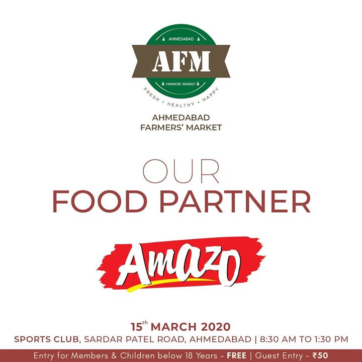We are proud to announce AMAZO FOODS as our exclusive FOOD PARTNER.
.
.
#farmersmarket #gujarat #freshfood #farmfresh #fruits #veggies #bakery #grocery #chocolates #vegan #dairy #cheese #bakers #afm #ahmedabadfarmersmarket #localmarket #ahmedabad_instagram #freshandhomemadeproducts #fresh #homemade #gourmet