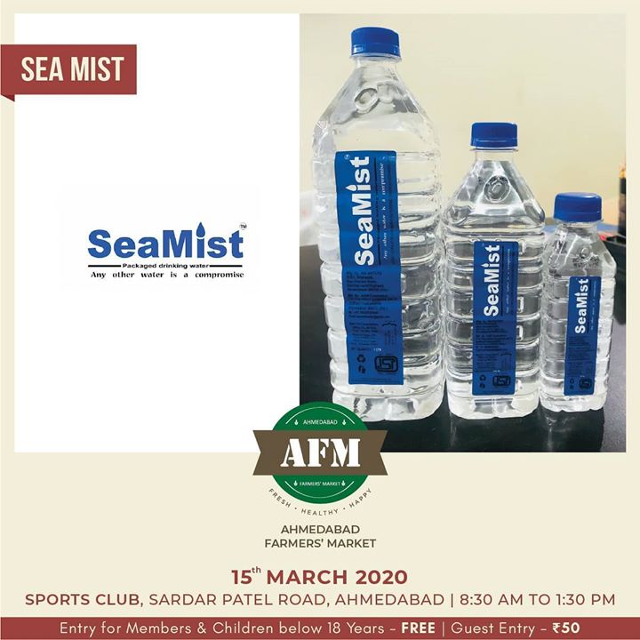 AHMEDABAD FARMERS MARKET 
15th MARCH | 8:30 AM – 1:30 PM | SPORTS CLUB - AHMEDABAD
Explore ->
Fresh and Organic Vegetables by Ghetto Farmers.
Packaged drinking water bottles @seamistwater2018
.
.
.
#healthylife #healthycouple #love #seamist #packageddrinkingwater #pure #drinkmorewater #hydrate #spreadlove #spreadpeace #ghettofarmers #healthysnacking #fruitrolls #tasty #farmersmarket #afm #ahmedabadfarmersmarket #localmarket #supportlocal #localfoods #homemade #organic #healthy