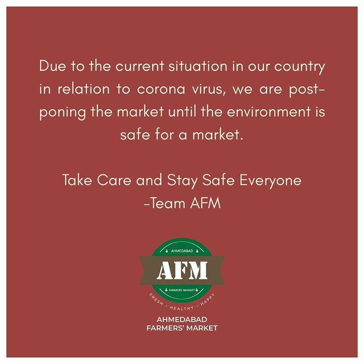 We will be postponing this market until the environment is safe for a market.
We hope you understand the situation. Thank you.

Take care and Stay Safe Everyone.

Team AFM
#afm