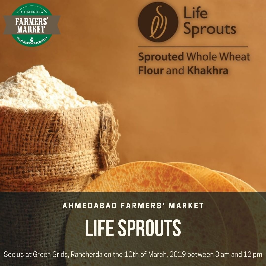 Sprouted Whole Wheat Flour and Khakhra by Life Sprouts at @ahmfarmersmarket Healthy can be tasty too!⠀⠀⠀⠀⠀⠀⠀⠀⠀
:⠀⠀⠀⠀⠀⠀⠀⠀⠀⠀⠀⠀⠀⠀⠀⠀⠀
Catch us at the Ahmedabad Farmers' Market on the 10th of March, 2019 between 8am and 12pm ⠀⠀⠀⠀⠀⠀⠀⠀⠀⠀
:⠀⠀⠀⠀⠀⠀⠀⠀⠀⠀⠀⠀⠀⠀⠀⠀⠀⠀
#Ahmedabad #goodfood #ahmedabadfoodie #indianfoodblogger #farmersmarket #gujarat #freshfood #bakers #farmfresh #goodfood #ahmedabadfoodie #indianfoodblogger #farmersmarket #dairy #fruits #bakery #grocery #chocolates #vegan #dairy #cheeze #gujarat #freshfood #bakers #farmfresh #afm #2019 #staytuned #comingsoon