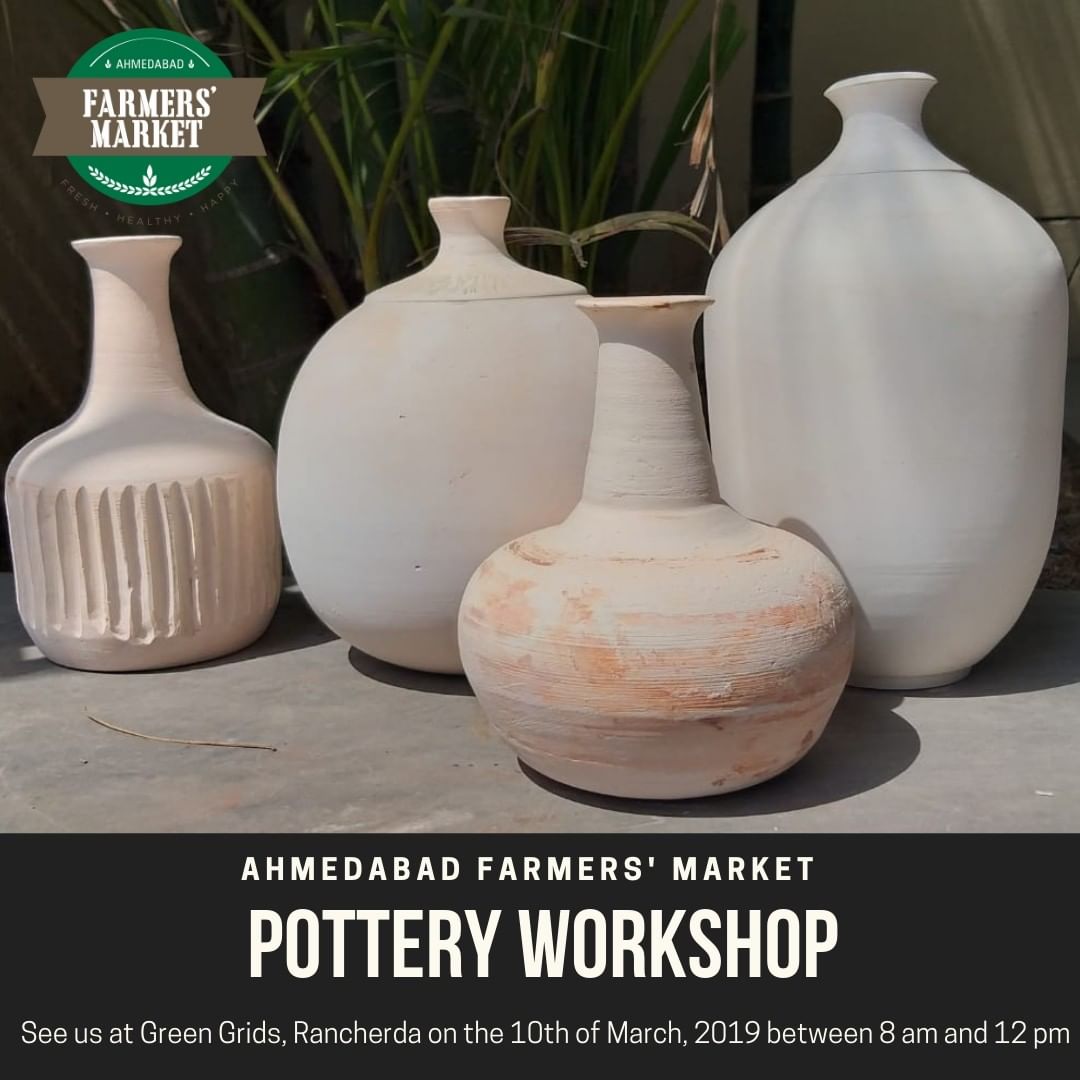 The joy of clay! Attend the pottery workshop at @ahmfarmersmarket⠀⠀⠀⠀⠀⠀⠀⠀⠀
⠀⠀⠀⠀⠀⠀⠀⠀⠀
Catch the goodness at the Green Grids, Rancherda on the 10th of March, 2019 ⠀⠀⠀⠀⠀⠀⠀⠀⠀
⠀⠀⠀⠀⠀⠀⠀⠀⠀
#afm #2019 #staytuned #comingsoon #potteryworkshop #potteryworkshops #pottery #potteryart #potteryvideos #potterylove #potterywheel #potterymaking #potterypainting #potteryclass #potteryofinstagram #clay #clayart #claysculpture #claycreation #claymore #organic #gujarat #farmersmarket #ahmedabadfoodie #indianfoodblogger #Ahmedabad
