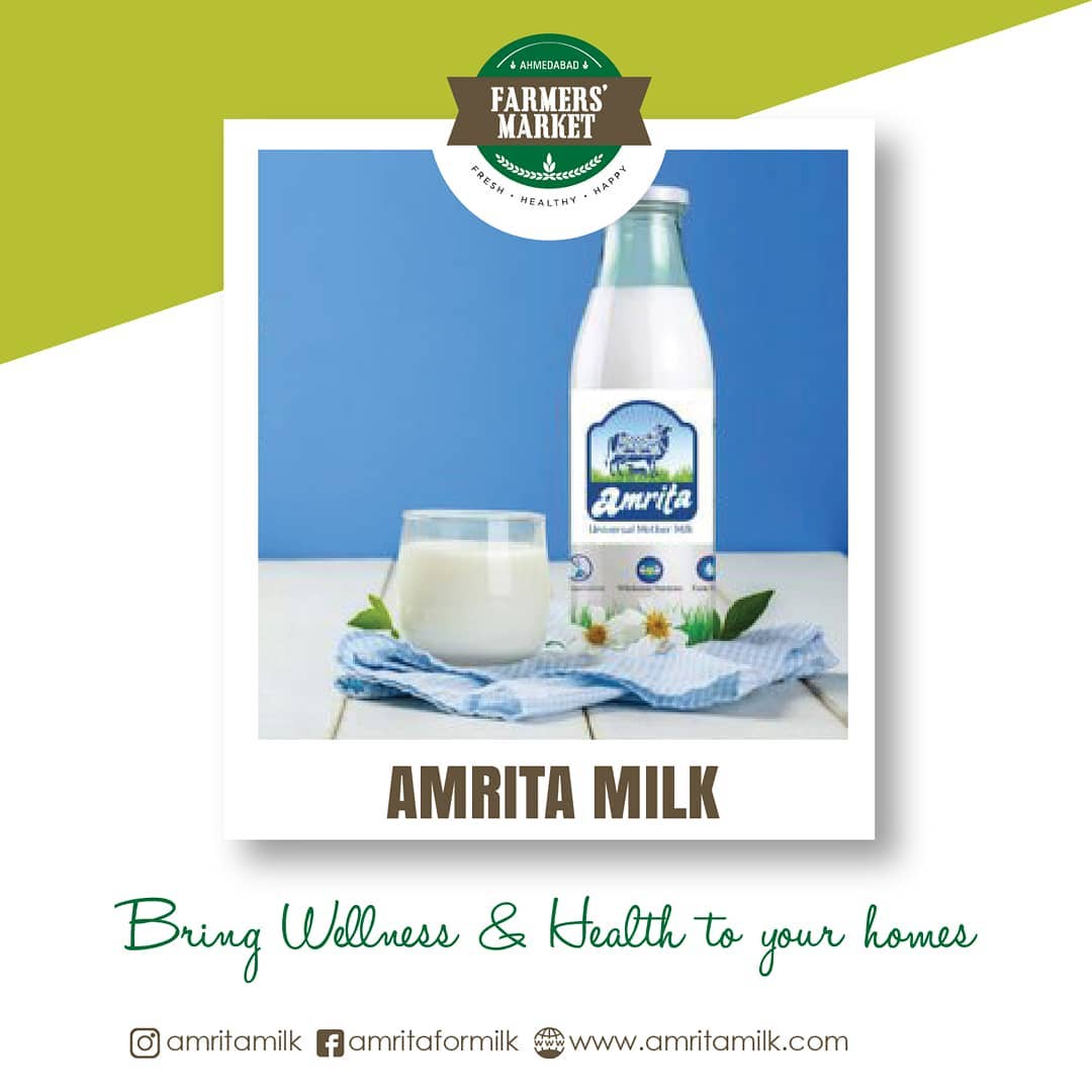 With all the goodness and benefits of pure cow milk, @amritamilk delivers Pure Indian Breed Gir Cow's A2 Milk at your doorstep. .
.
.
#amritamilk #amritaformilk #cowmilk #healthy #nutritious #farmersmarket #gujarat #freshfood #farmfresh  #fruits #veggies #bakery #grocery #chocolates #vegan #dairy #cheese #bakers #afm #ahmedabadfarmersmarket #localmarket