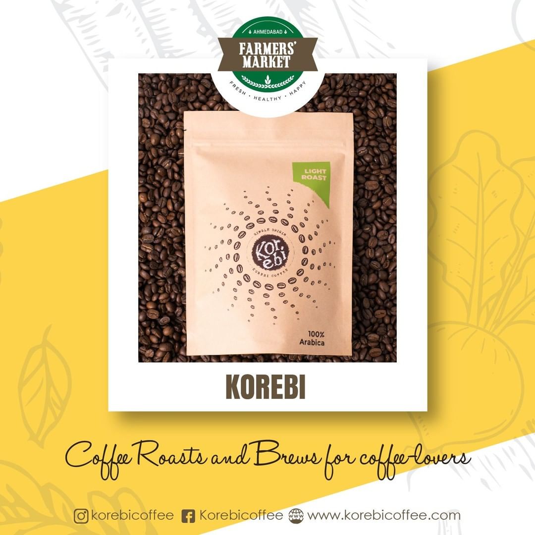Love the smell of freshly brewed coffee, then visit @korebicoffee at @ahmfarmersmarket to enjoy  hot and cold brews with a bunch of friends!⠀
.⠀
.⠀
.⠀
#afm#ahmedabadfarmersmarket#localmarket #korebicoffee #specialtycoffee #purearabica #arabicacoffee #singleorigin #freshlyroasted #topgradebeans #coffeebags #brewkits #brewbags #darkroast #mediumroast #lightroast