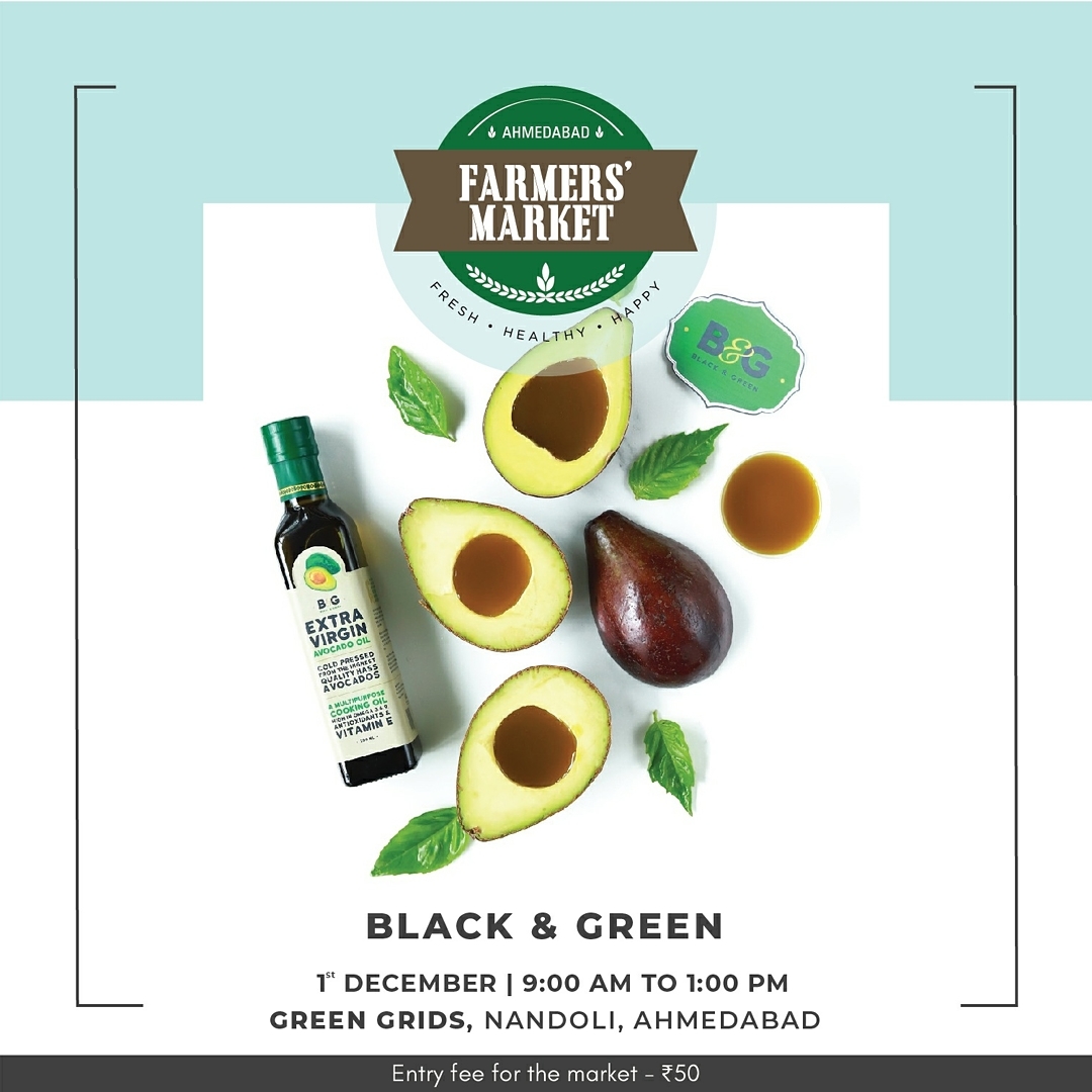 AHMEDABAD FARMERS MARKET | 1st December’2019!
Explore --➡
Fresh and Organic Vegetables by Ghetto Farmers.
Healthy Chips and Dips by Food Blends.
Organic Food & Beauty Products by  @blackandgreenproducts
.
.
.
#AvoRevolution #poweredbyavocadoo #Organic #AvocadoOil #farmersmarket #gujarat #freshfood #farmfresh  #fruits #veggies #bakery #grocery #chocolates #dairy #cheese #bakers #afm #ahmedabadfarmersmarket #localmarket #localfood #foodblends #ghettofarmers