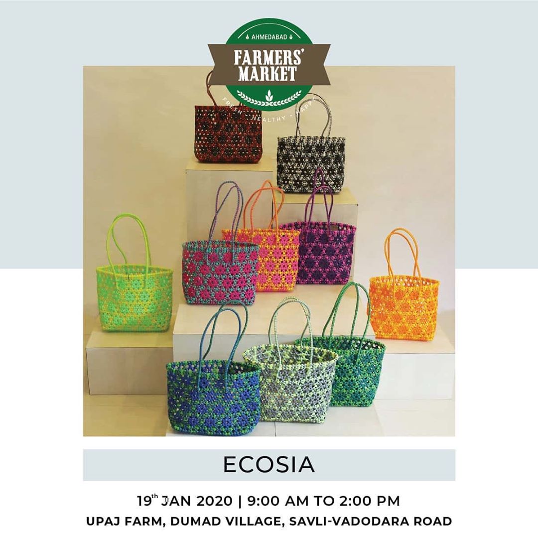 AHMEDABAD FARMERS MARKET - IN BARODA!
19th JAN | 9:00 AM – 2:00 PM | UPAJ FARMS - BARODA 
Explore a range of handmade bags and baskets by @ecosia_gallery.
.
.
.
#farmersmarket #afm #ahmedabadfarmersmarket #localmarket #Baroda #supportlocal #localfoods #natural #nutritional #healthy #organicfood #nutrition #healthyliving #fitnessfood #wellness #ecosia #handmadebaskets #handmadebags