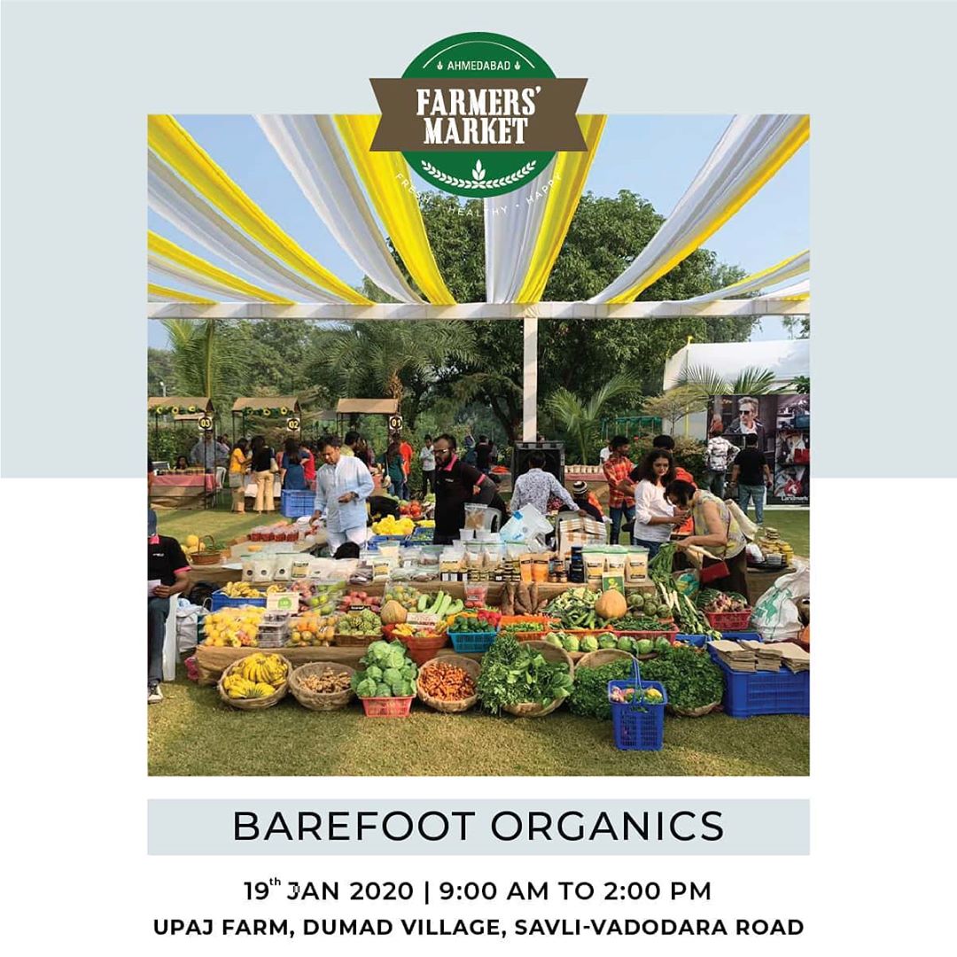 AHMEDABAD FARMERS MARKET - IN BARODA!
19th JAN | 9:00 AM – 2:00 PM | UPAJ FARMS - BARODA 
Explore ➡️
Naturally grown organic fruits, vegetables and groceries by @barefootorganics !
.⠀
.⠀
.⠀
#organicvegetables #organicfruit #organicfood #barefootorganics #beorganicwithus #organicisbest #sajeevisnowbarefootorganics #farmersmarket #gujarat #freshfood #farmfresh #fruits #veggies #bakery #grocery #chocolates #vegan #dairy #cheese #bakers #afm #ahmedabadfarmersmarket #localmarket #localfood