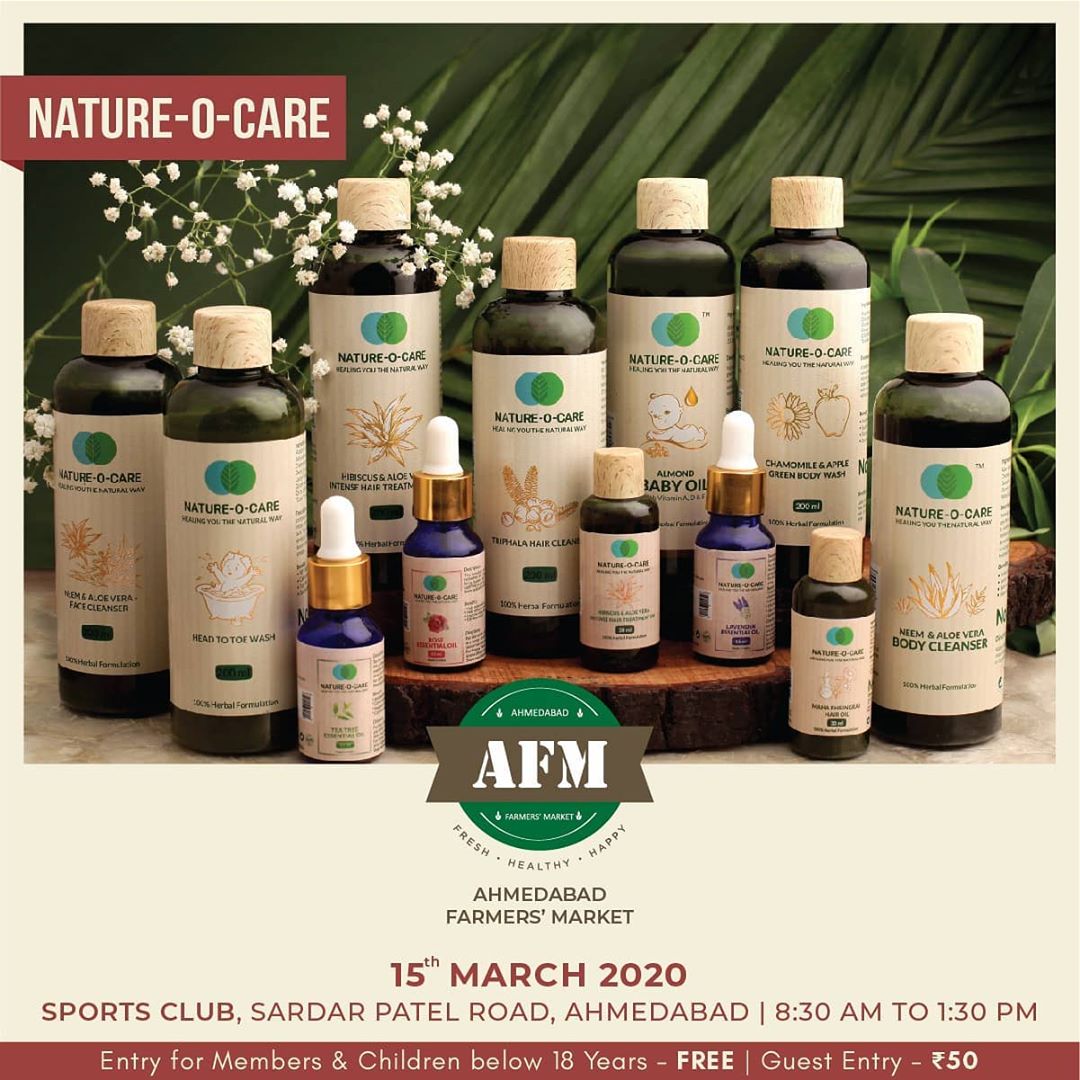 AHMEDABAD FARMERS MARKET 
15th MARCH | 8:30 AM – 1:30 PM | SPORTS CLUB - AHMEDABAD
Explore Naturally produced body healing products by @natureocare
.
.
.
#naturalcare #natureblog #natureocare #holi #gulal #gulaal #safeholi #naturalgulal #organicgulal #noc #ahmedabadblog #ahmedabadhealthblog #welness #skincare #bodycare #tasty #farmersmarket #afm #ahmedabadfarmersmarket #localmarket #supportlocal #localfoods #homemade #organic #healthy