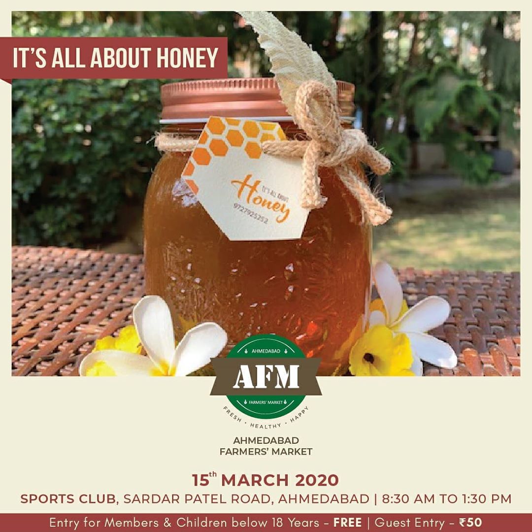 AHMEDABAD FARMERS MARKET 
15th MARCH | 8:30 AM – 1:30 PM | SPORTS CLUB - AHMEDABAD
Explore ➡️
Naturally extracted variants of honey by IT’S ALL ABOUT HONEY.
Hand-crafted flavoured kombucha and syrups by @fluiditeakombucha
Eggless and scrumptious bakes by @sugarrush_priti
Lip-smacking and healthy corporate lunch services by @krupas_kitchen .
.
.
#fluiditeakombucha #ahmedabad #kombucha #kombuchabrewing #kombuchalovers #kombuchaindia #sugarrush #egglessbakes #cakesofinstagram #instacake #healthybakes #freshbakes #sugarrushbypriti #honey #krupaskitchen #lunchdelivery #corporatelunch #naturalhoney #itsallabouthoney #farmersmarket #afm #ahmedabadfarmersmarket #localmarket #supportlocal #localfoods #homemade #organic #healthy