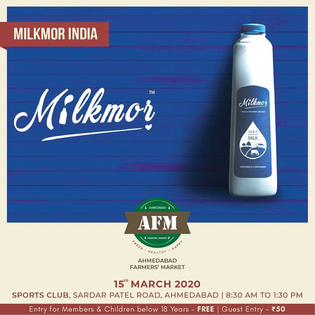 AHMEDABAD FARMERS MARKET 
15th MARCH | 8:30 AM – 1:30 PM | SPORTS CLUB - AHMEDABAD
Explore nutritious and authentic cow-milk and cow-ghee by @milkmorindia
.
.
.
#Milkmor #CowMilk #CowGhee #MilkmorKaPower #DoorDelivery #HomeDelivery #NutritiousMilk #BestCowMilk #Ahmedabad #BeHealthy #BeFit #healthylifestyle #HealthyLife #Energetic #farmersmarket #afm #ahmedabadfarmersmarket #localmarket #supportlocal #localfoods #homemade #organic #healthyfood
