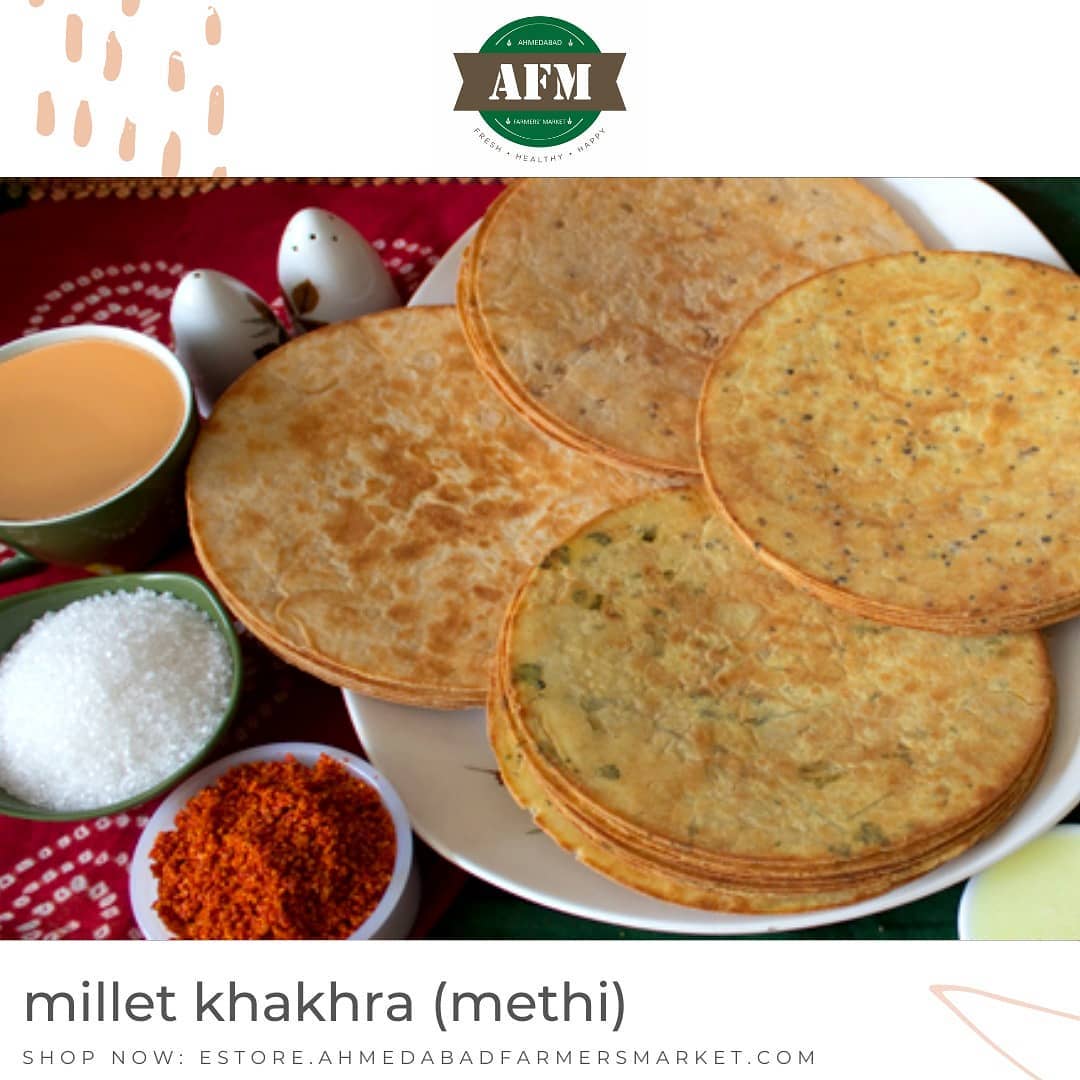 Millet khakhra are a rich source of fiber, minerals like magnesium, phosphorous, iron, calcium, zinc and potassium. Along with this, these taste delicious too.

Order this at: estore.ahmedabadfarmersmarket.com

#fresh #freshfood #freshveggies #healthy #healthylifestyle #healthyfood #naturalproducts #healthyeating #healthyrecipes #healthiswealth #health #healthandwellness #local #localbusiness #localfood #apples #localbrand #happiness #lifestyle #lifestyleguide #happy #market #farmersmarket #ahmedabad #ahmedabadfood #naturalghee #bilonaghee #ghee  #ahmedabadfarmersmarket #afm