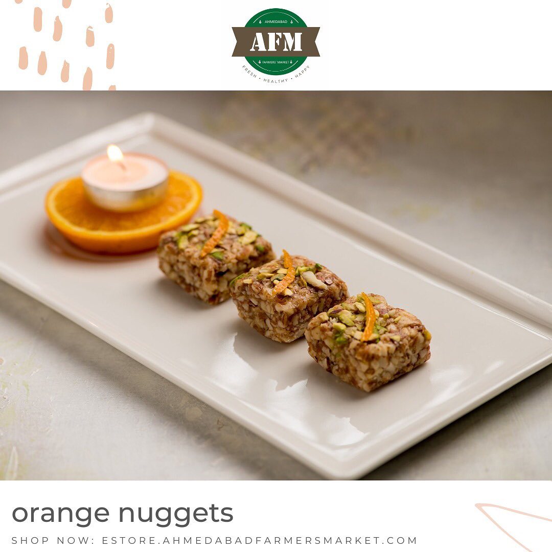 Experience something healthy yet tasty - new orange nuggets which are made with exotic dried fruits and gets it's zesty flavour from the orange fruit.
.
Order on:
estore.ahmedabadfarmersmarket.com

#fresh #vendors #vendorregistration #healthy #healthylifestyle #healthyfood #naturalproducts #healthyeating #healthyrecipes #healthiswealth #health #healthandwellness #local #localbusiness #localfood #vendor #localbrand #happiness #lifestyle #lifestyleguide #happy #market #farmersmarket #ahmedabad #ahmedabadfood #naturalghee #worldfoodday #ghee  #ahmedabadfarmersmarket #afm