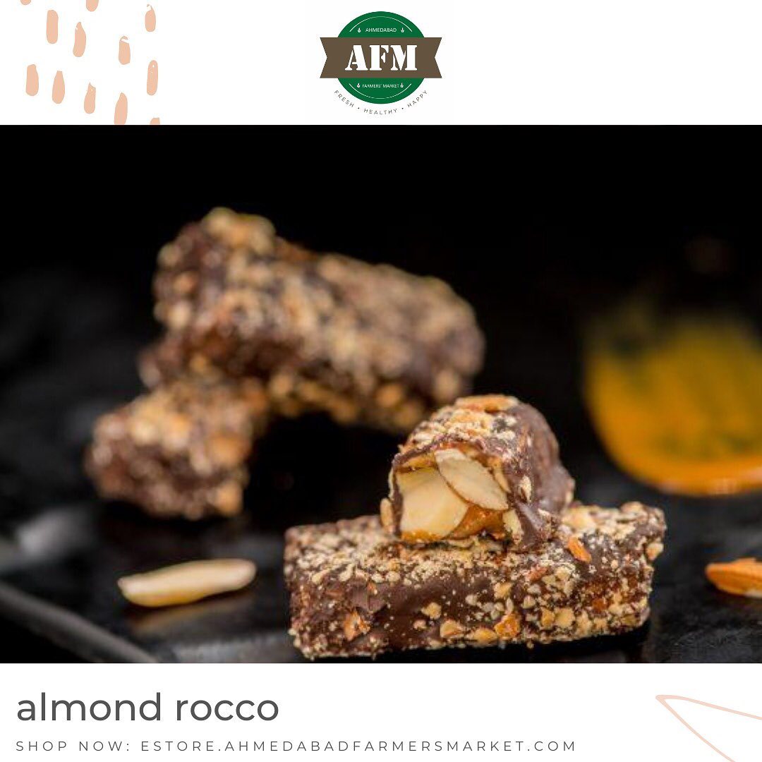 Hungering something sweet and crunchy at the same time ?
Ahmedabad farmers market brings you the new almond rocco which is finely made with protein- rich almonds, sweet caramel and coated with crunchy chocolate layer.
.
Order on:
estore.ahmedabadfarmersmarket.com

#fresh #vendors #vendorregistration #healthy #healthylifestyle #healthyfood #naturalproducts #healthyeating #healthyrecipes #healthiswealth #health #healthandwellness #local #localbusiness #localfood #vendor #localbrand #happiness #lifestyle #lifestyleguide #happy #market #farmersmarket #ahmedabad #ahmedabadfood #naturalghee #worldfoodday #ghee  #ahmedabadfarmersmarket #afm