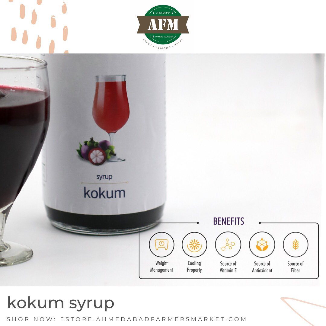 The kokum syrup is the ethnic health drink which helps in balancing metabolism, boost your brain activity and popularly known for moisturizing the skin.
.
.
For more details visit our website:
estore.ahmedabadfarmersmarket.com

#fresh #vendors #vendorregistration #healthy #healthylifestyle #healthyfood #naturalproducts #healthyeating #healthyrecipes #healthiswealth #health #healthandwellness #local #localbusiness #localfood #vendor #localbrand #happiness #lifestyle #lifestyleguide #happy #market #farmersmarket #ahmedabad #ahmedabadfood #naturalghee #worldfoodday #ghee  #ahmedabadfarmersmarket #afm