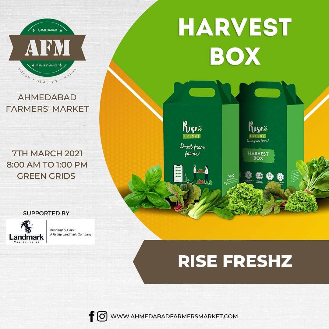 100% Pesticide & Residue-Free Vegetable by @risefreshz
.
Experience:
Date: 7th March 2021, Sunday
Time: 8:00 am to 1:00 pm
Venue: Green Grids, Shilaj to Rancharda Road, In the lane opposite Olive Woods, Rancharda, Ahmedabad
.
.
.
#ahmedabadfarmersmarket #ahmedabad #farmersmarketfresh #farmersmarketinndia #farmersmarket #gujarat #freshfood #farmfresh #fruits #veggies #bakery #grocery #chocolates #vegan #dairy #cheese #bakers #afm #localmarket #ahmedabad_instagram #freshandhomemadeproducts #fresh #homemade #gourmet #ahmedabad