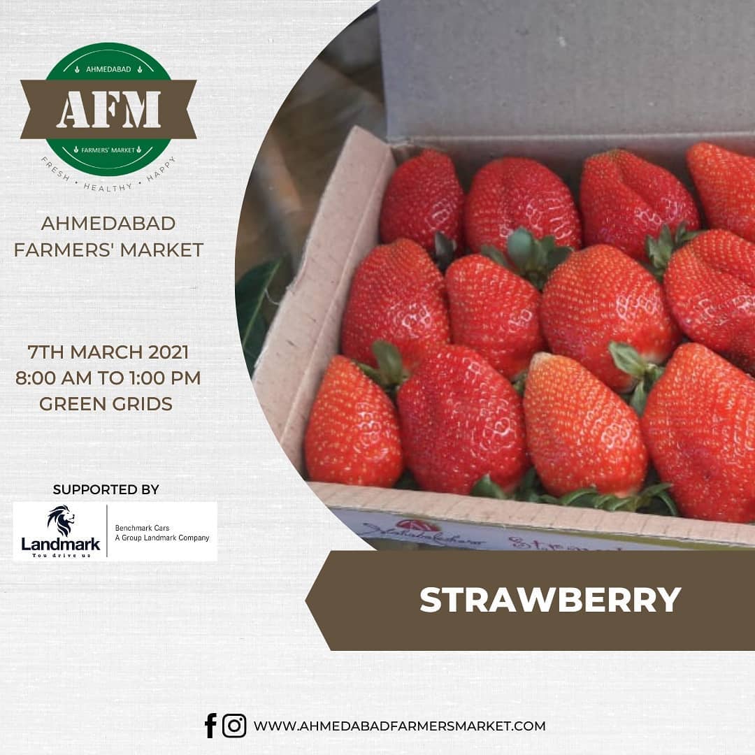 A wide range of fresh and healthy fruits and dry fruits like Strawberry, Blueberry, Grapes, Anjir, Orange, Rasbhari, Blackberry, Cherry, Jamfal, Mango are coming!
.
Experience: Date: 7th March 2021, Sunday
Time: 8:00 am to 1:00 pm
Venue: Green Grids, Shilaj to Rancharda Road, In the lane opposite Olive Woods, Rancharda, Ahmedabad
.
.
.
#ahmedabadfarmersmarket #ahmedabad #farmersmarketfresh #farmersmarketinndia #farmersmarket #gujarat #freshfood #farmfresh #fruits #veggies #bakery #grocery #chocolates #vegan #dairy #cheese #bakers #afm #localmarket #ahmedabad_instagram #freshandhomemadeproducts #fresh #homemade #gourmet #ahmedabad
