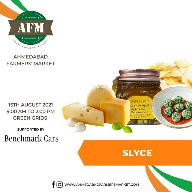 Get your shopping bags ready!
.
@myslyce @risefreshz @higreen.dehydration
. 
15th August (Sunday) | Green Grids, Ahmedabad.
.
#farmersmarket #gujarat #freshfood #farmfresh #fruits #veggies #bakery #grocery #chocolates #vegan #dairy #cheese #bakers #afm #ahmedabadfarmersmarket #localmarket #ahmedabad_instagram #freshandhomemadeproducts #fresh #homemade #gourmet